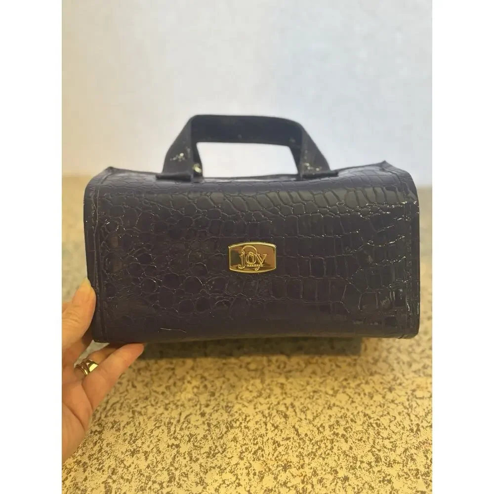 Joy Mangano Better Beauty Faux Leather/PVC Folding Makeup Bag w/ Handle, Purple